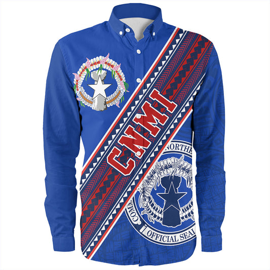 Northern Mariana Islands Long Sleeve Shirt Flag And Coat Of Arms