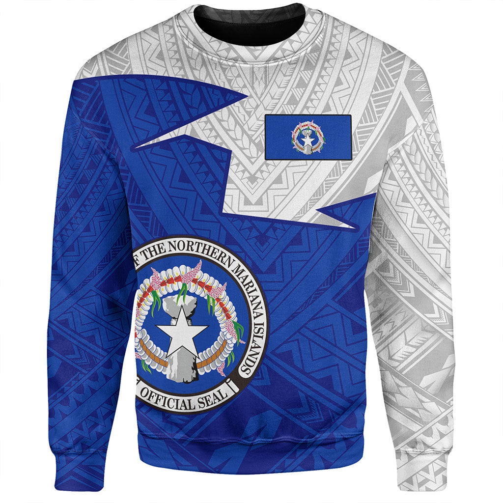 Northern Mariana Islands Sweatshirt Polynesian Tattoo Flag And Coat Of Arms