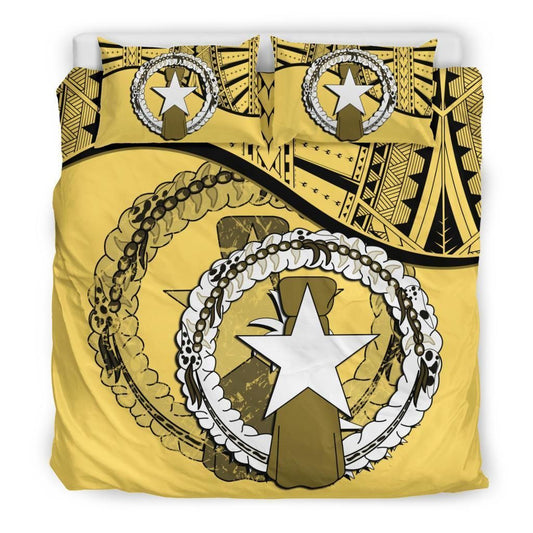 Northern Mariana Islands Duvet Cover Set - Northern Mariana Islands Flag Yellow