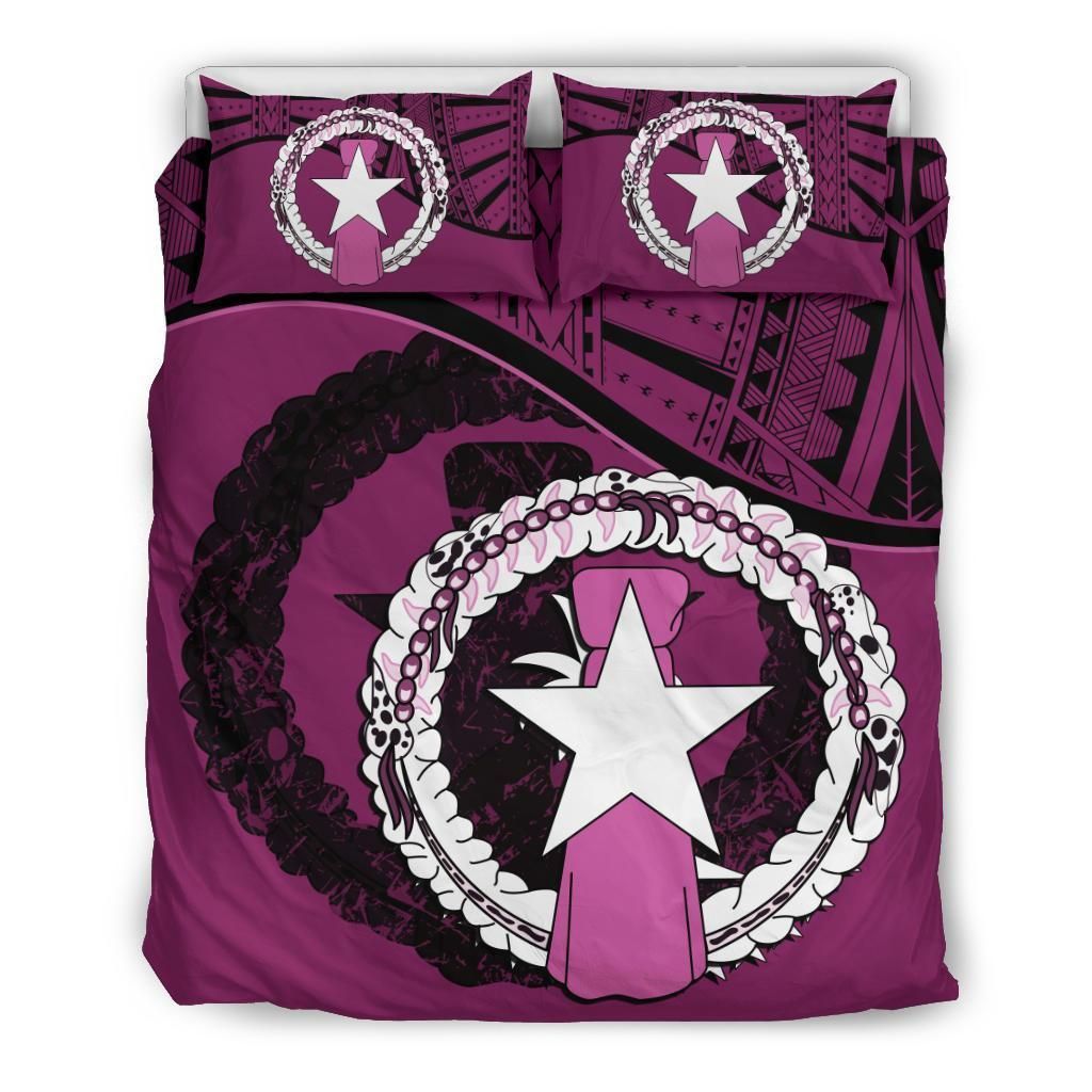 Northern Mariana Islands Duvet Cover Set - Northern Mariana Islands Flag Dark Pink