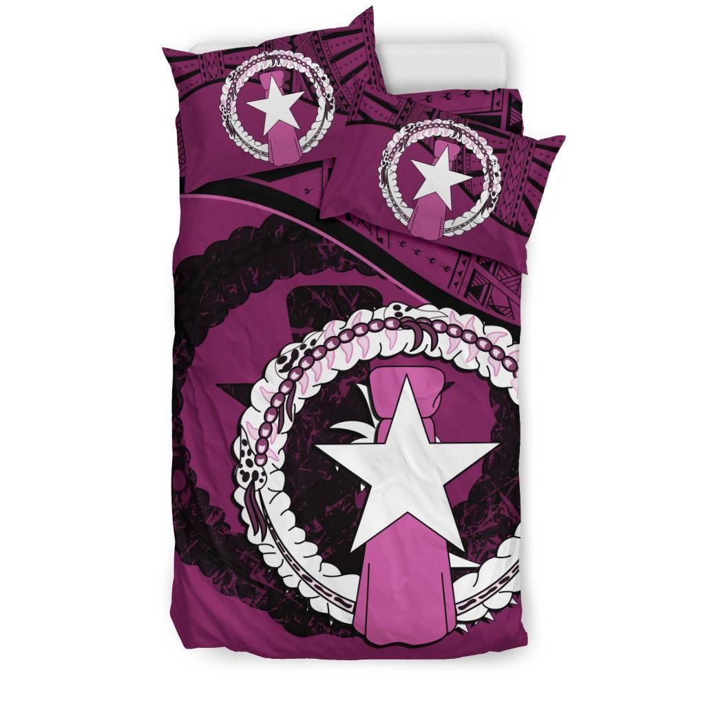 Northern Mariana Islands Duvet Cover Set - Northern Mariana Islands Flag Dark Pink