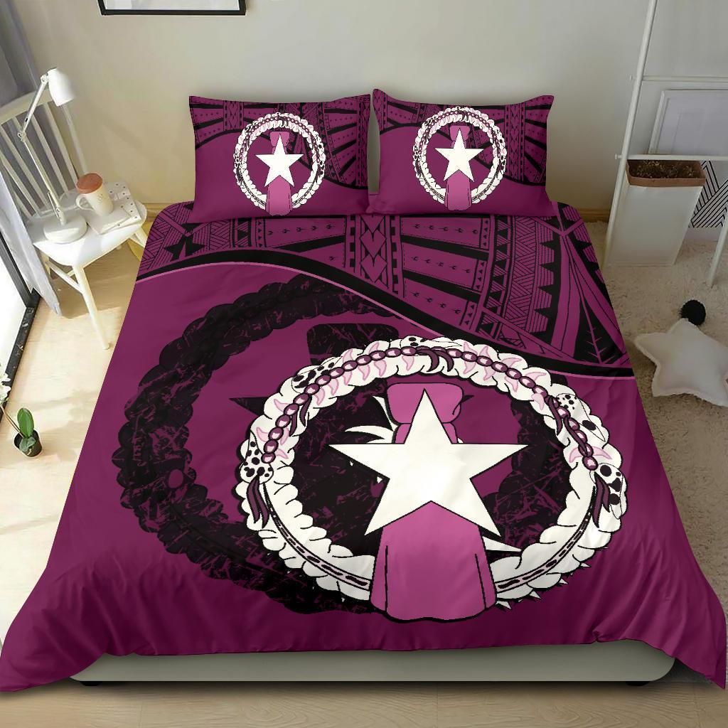 Northern Mariana Islands Duvet Cover Set - Northern Mariana Islands Flag Dark Pink