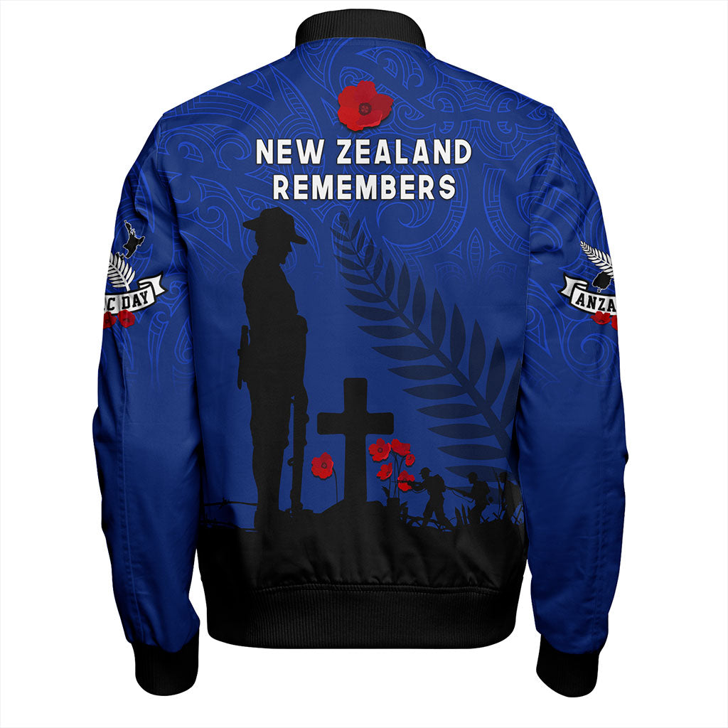 New Zealand Bomber Jacket Flag Maori Pattern Solider Fern Lest We Forget