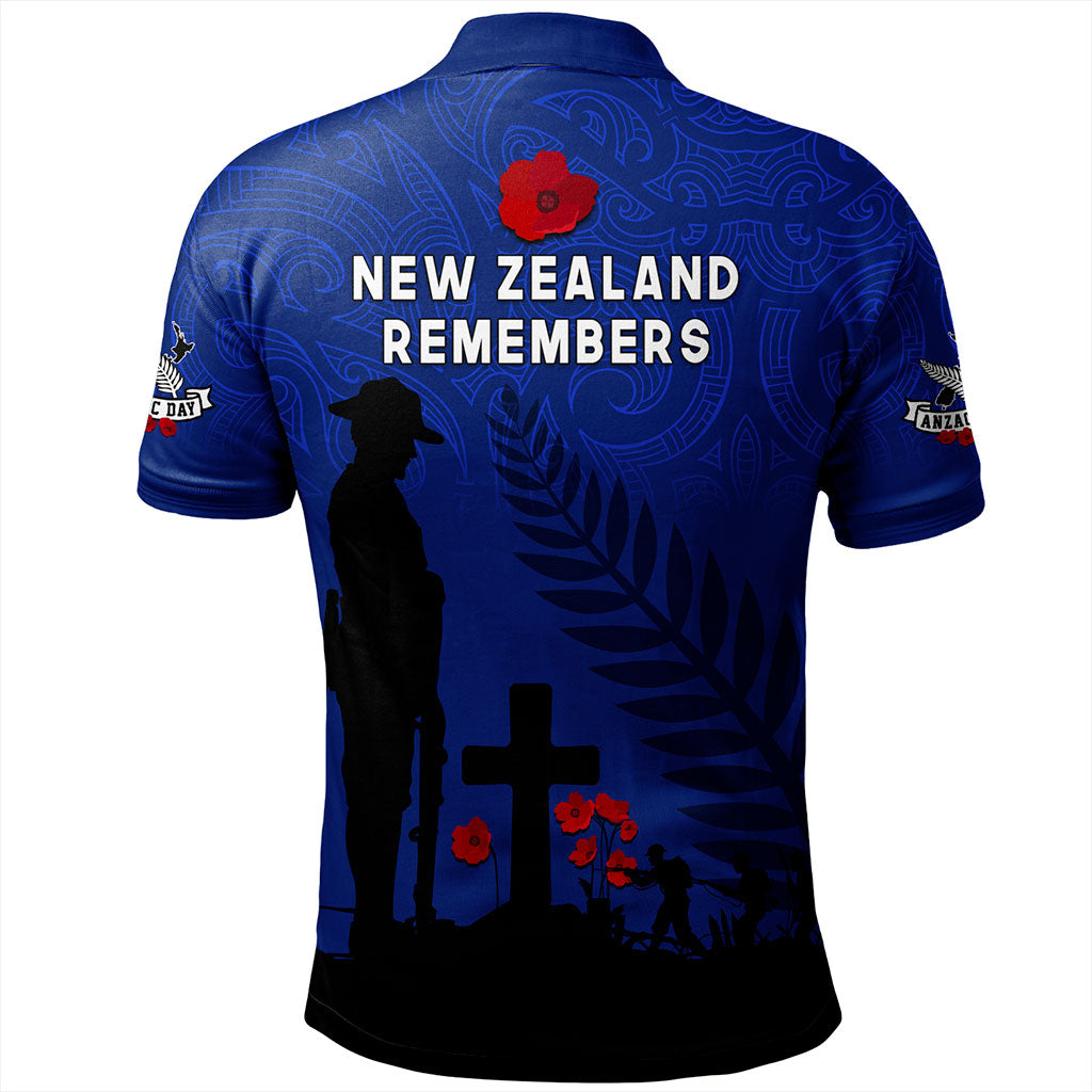 New Zealand Polo Shirt Flag Maori Pattern Solider Fern Lest We Forget