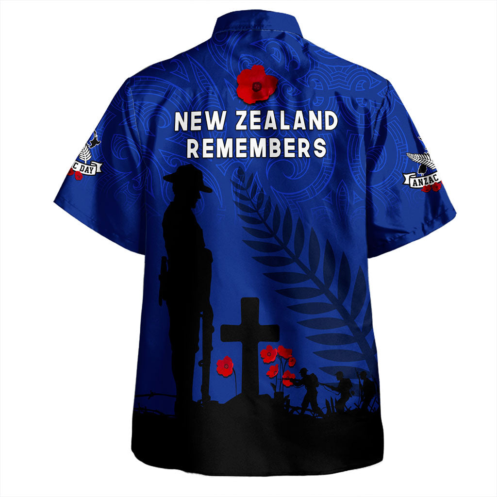 New Zealand Hawaiian Shirt Flag Maori Pattern Solider Fern Lest We Forget