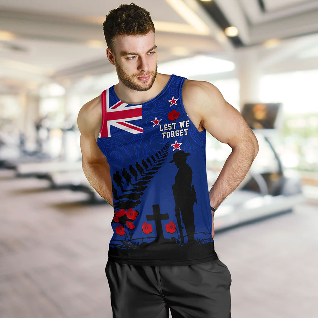 New Zealand Tank Top Flag Maori Pattern Solider Fern Lest We Forget