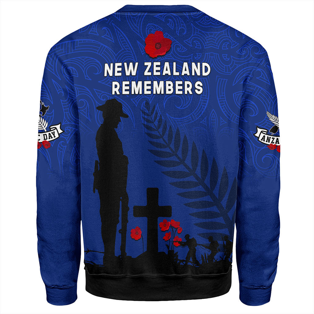 New Zealand Sweatshirt Flag Maori Pattern Solider Fern Lest We Forget
