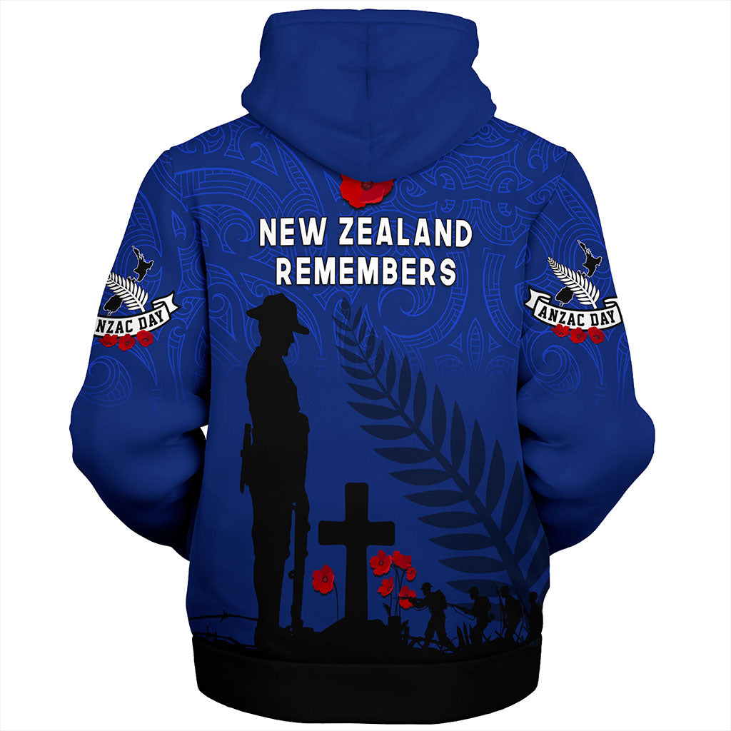 New Zealand Sherpa Hoodie Flag Maori Pattern Solider Fern Lest We Forget