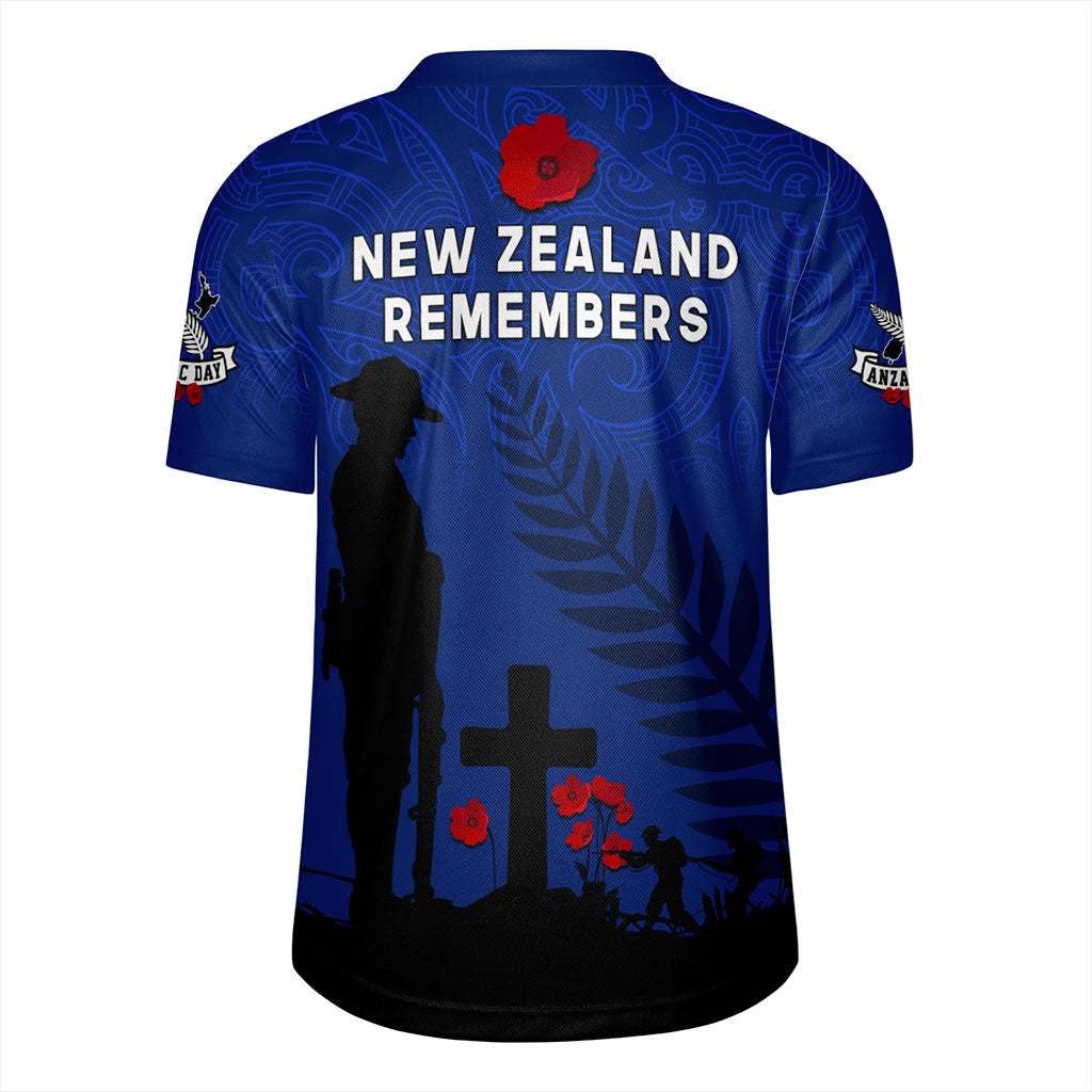 New Zealand Rugby Jersey Flag Maori Pattern Solider Fern Lest We Forget