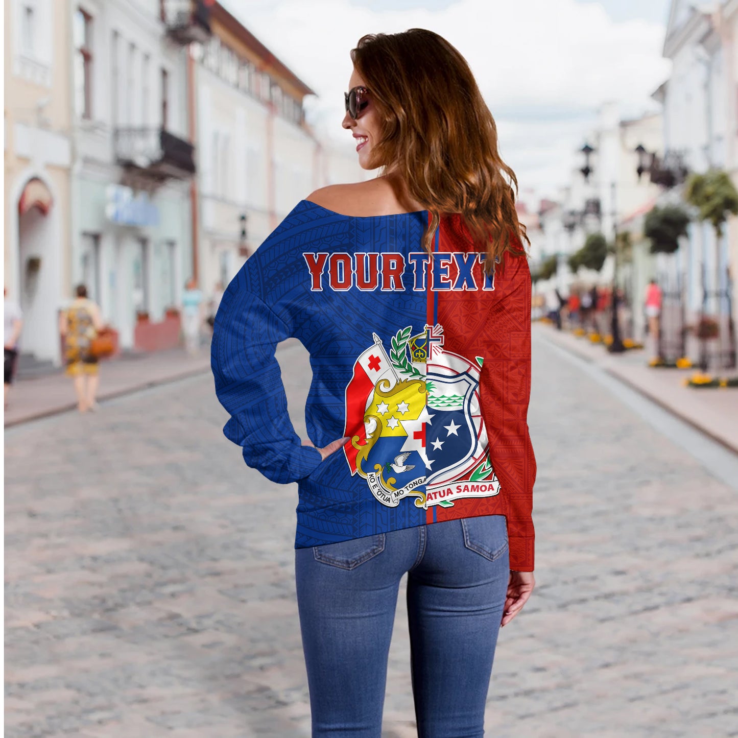 Tokouso Off Shoulder Sweatshirt - Custom Tonga And Samoa Together