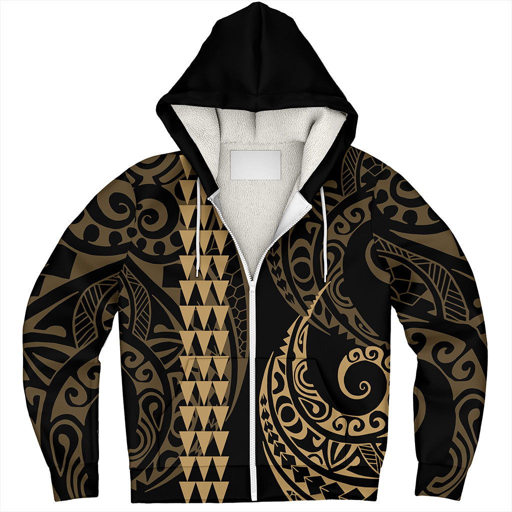 Hawaii Sherpa Hoodie Polynesia Kakau Style