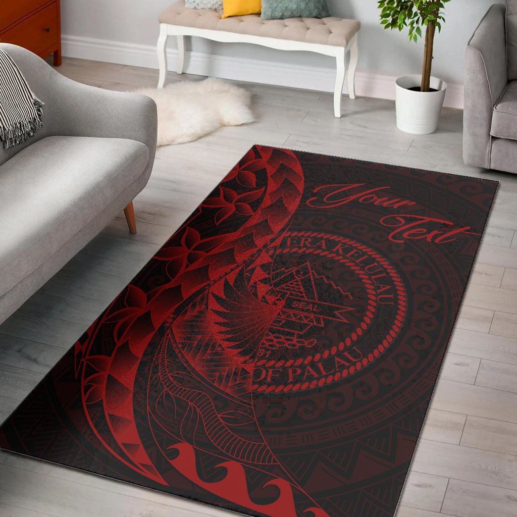 Palau Area Rug - Custom Personalised Polynesian Pattern Style REd Color