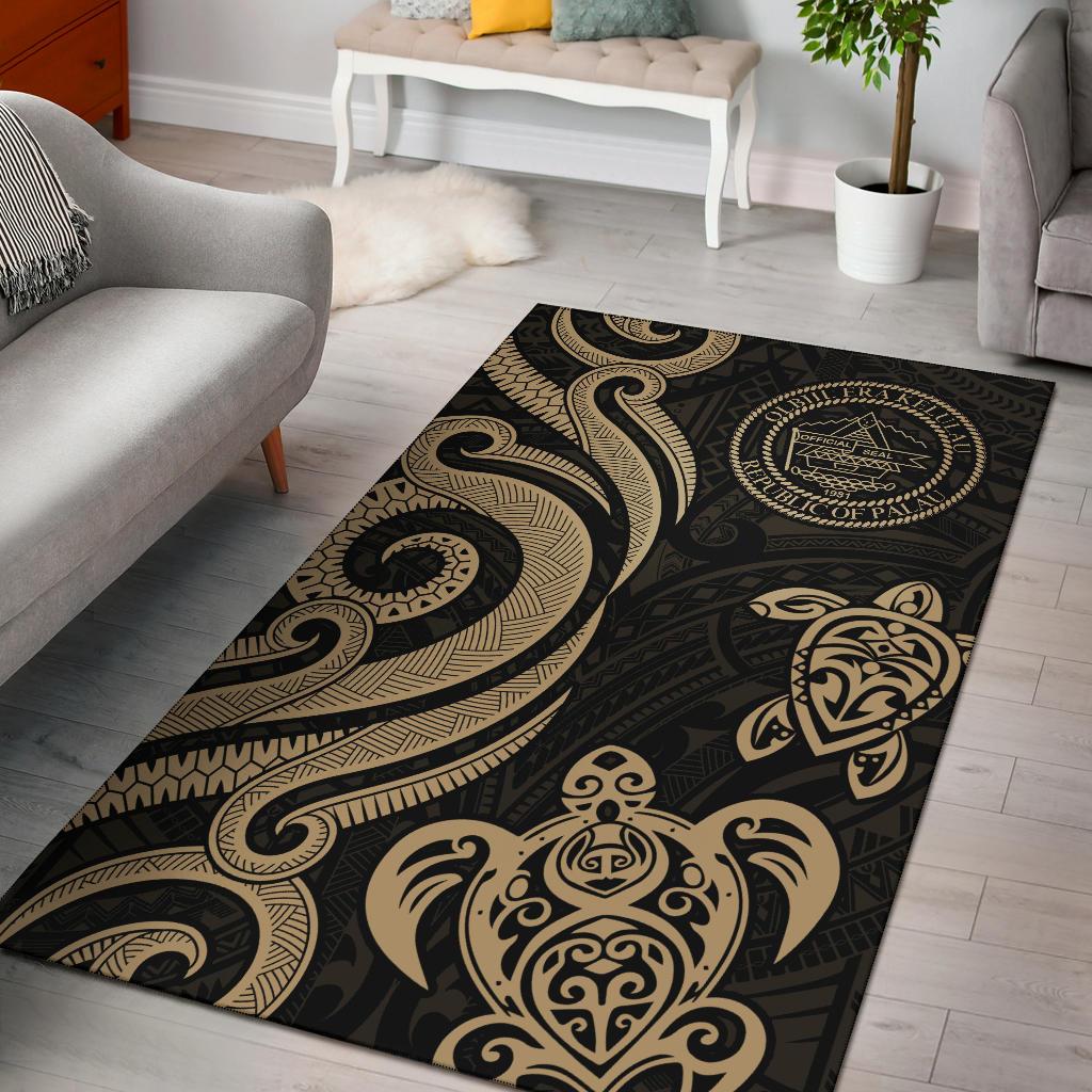 Palau Area Rug - Gold Tentacle Turtle