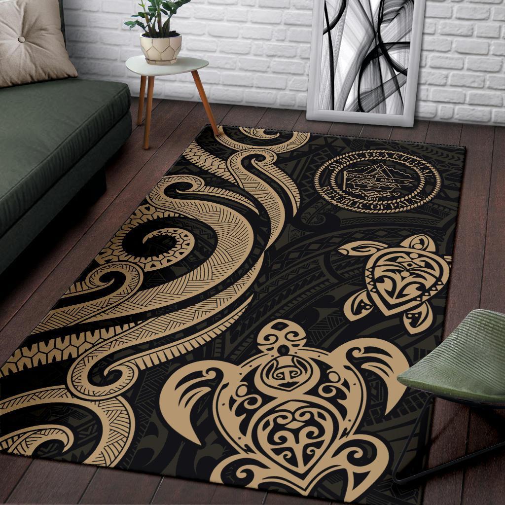 Palau Area Rug - Gold Tentacle Turtle