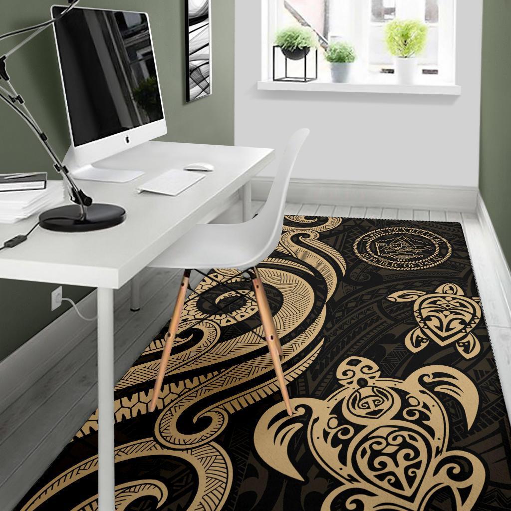 Palau Area Rug - Gold Tentacle Turtle