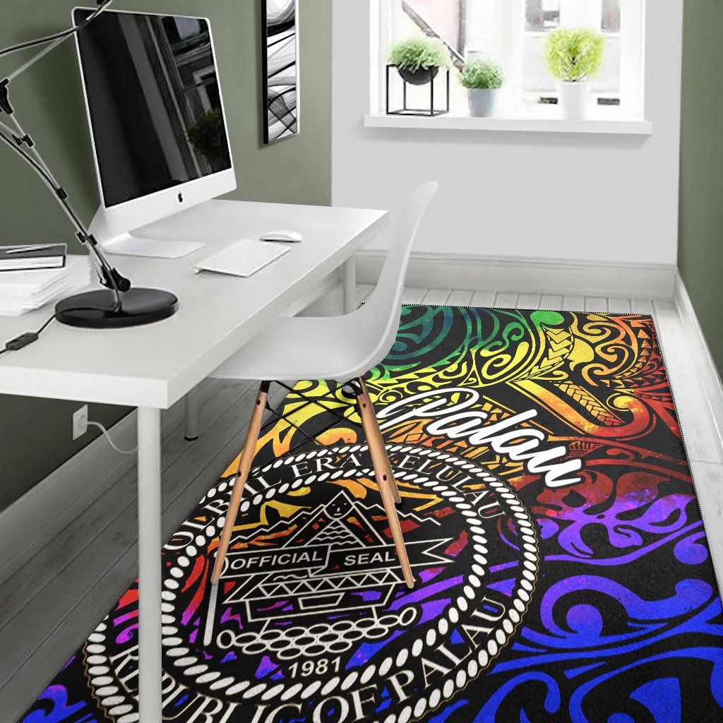 Palau Area Rug - Rainbow Polynesian Pattern