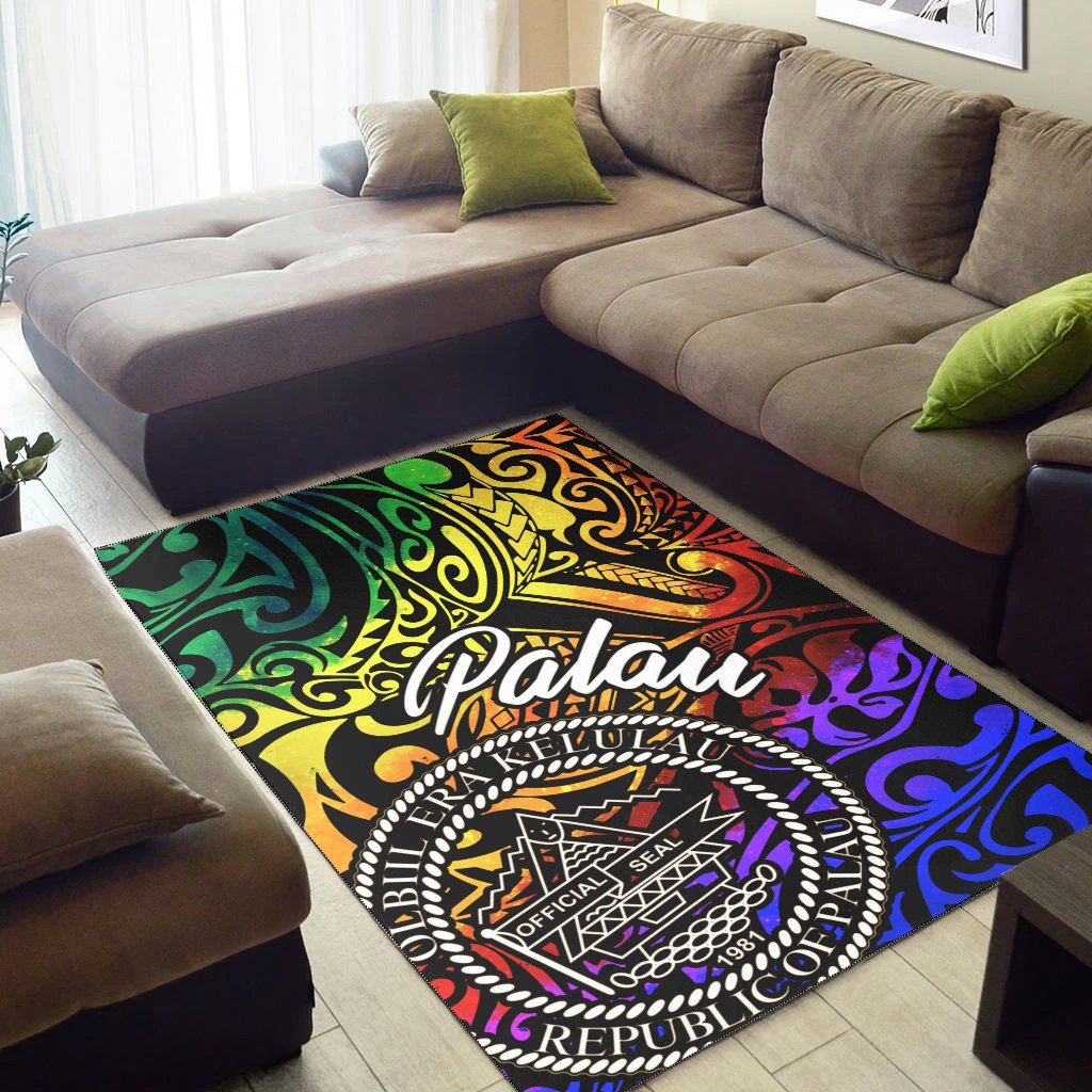 Palau Area Rug - Rainbow Polynesian Pattern