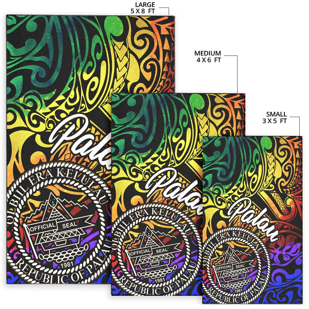 Palau Area Rug - Rainbow Polynesian Pattern