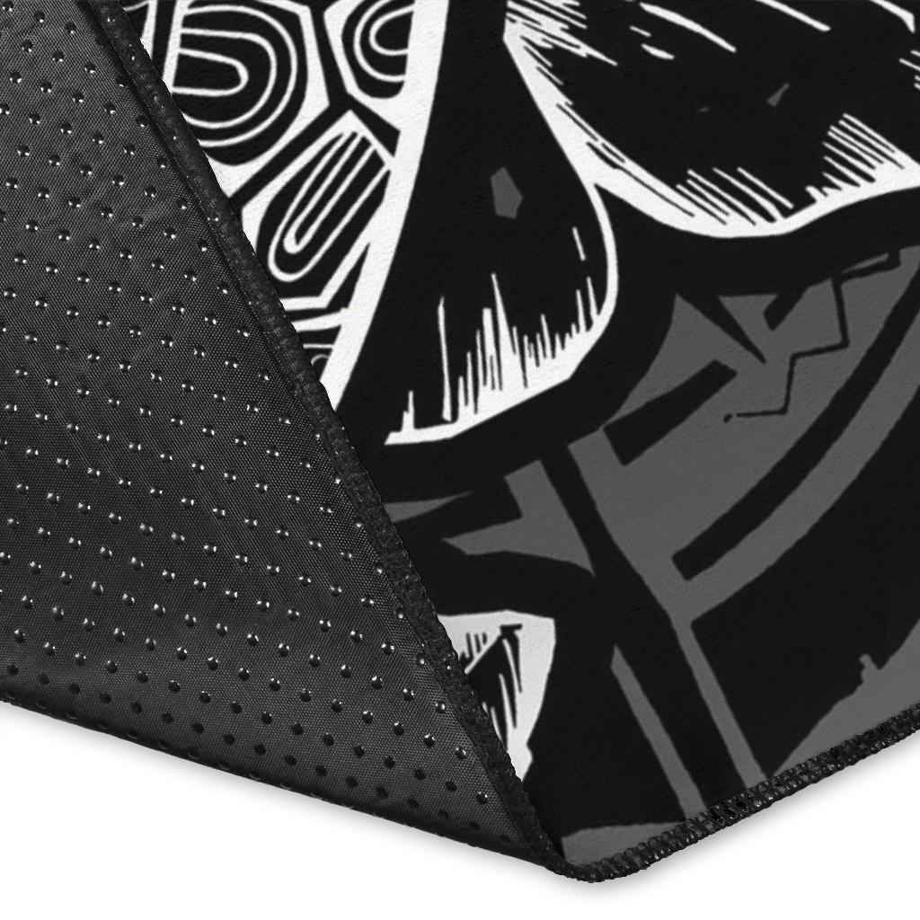 Palau Area Rugs Turtle Hibiscus Black