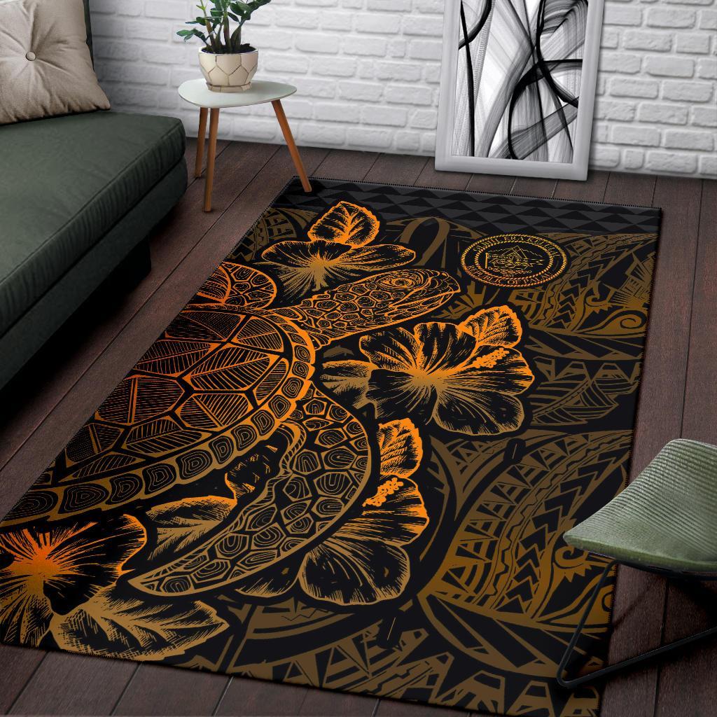 Palau Area Rugs Turtle Hibiscus Gold