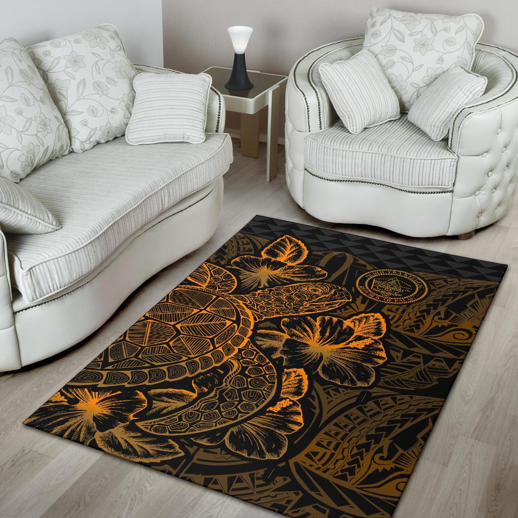 Palau Area Rugs Turtle Hibiscus Gold