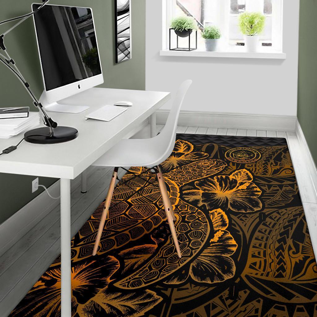 Palau Area Rugs Turtle Hibiscus Gold