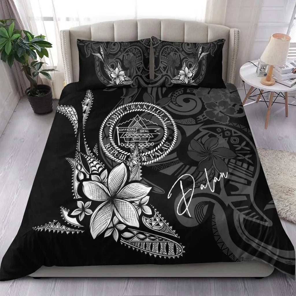 Palau Bedding Set - Fish With Plumeria Flowers Style