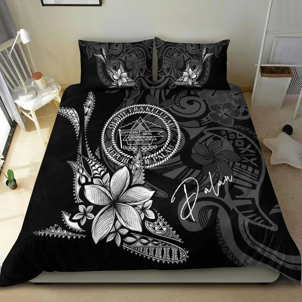 Palau Bedding Set - Fish With Plumeria Flowers Style