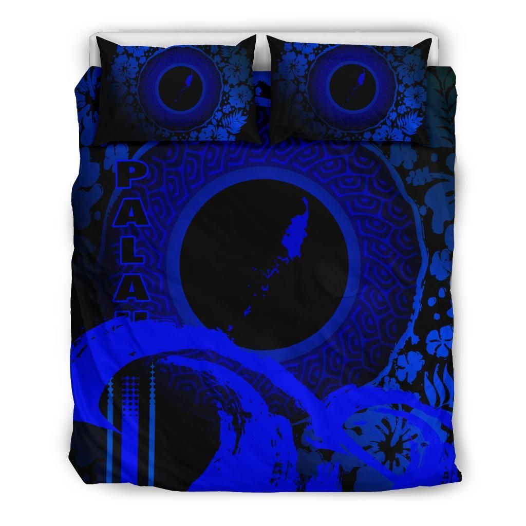 Palau Duvet Cover Set - Hibiscus And Wave Blue