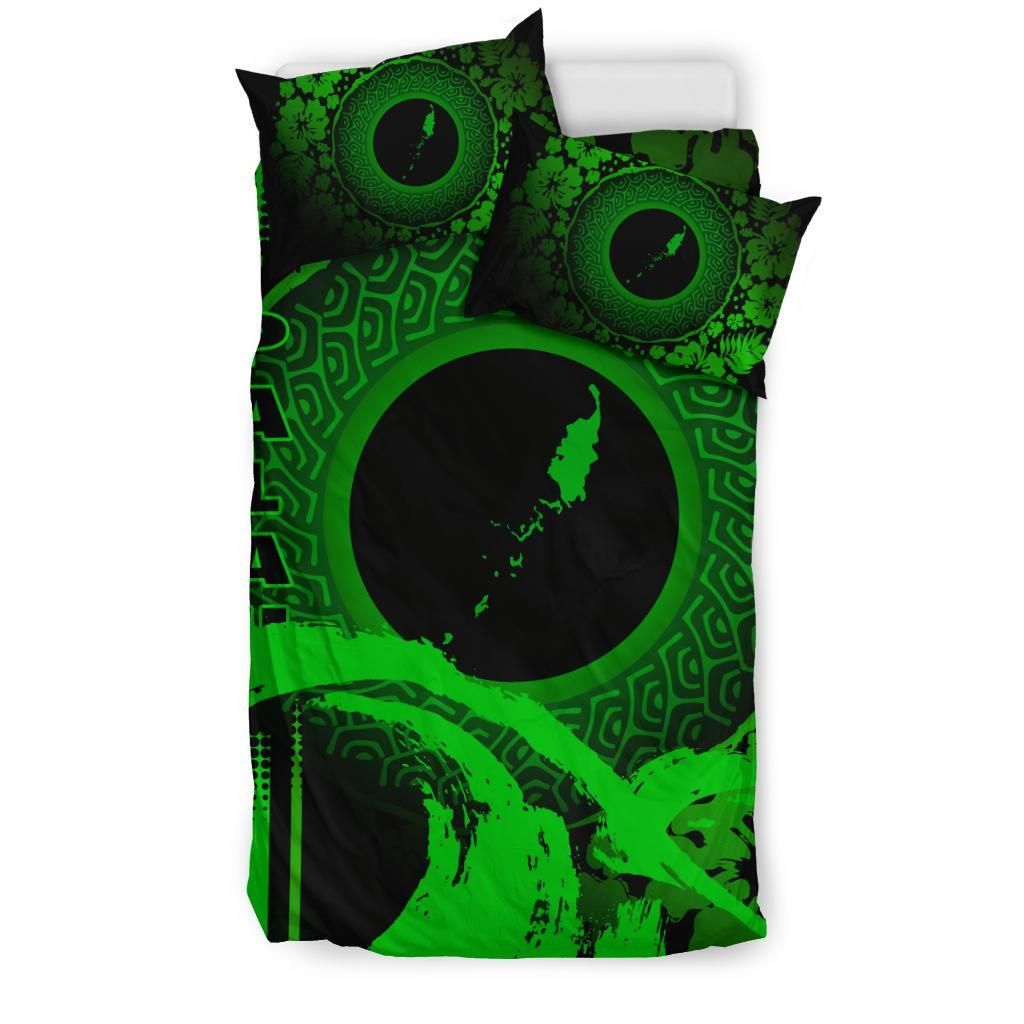 Palau Duvet Cover Set - Hibiscus And Wave Green