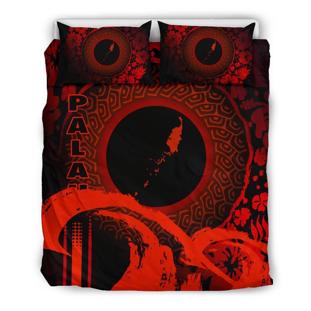 Palau Duvet Cover Set - Hibiscus And Wave Red