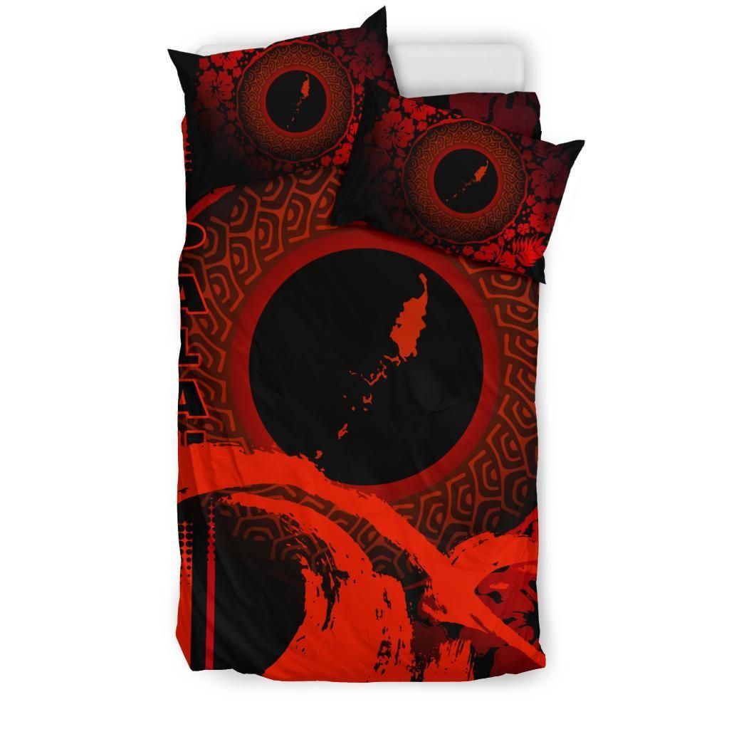 Palau Duvet Cover Set - Hibiscus And Wave Red