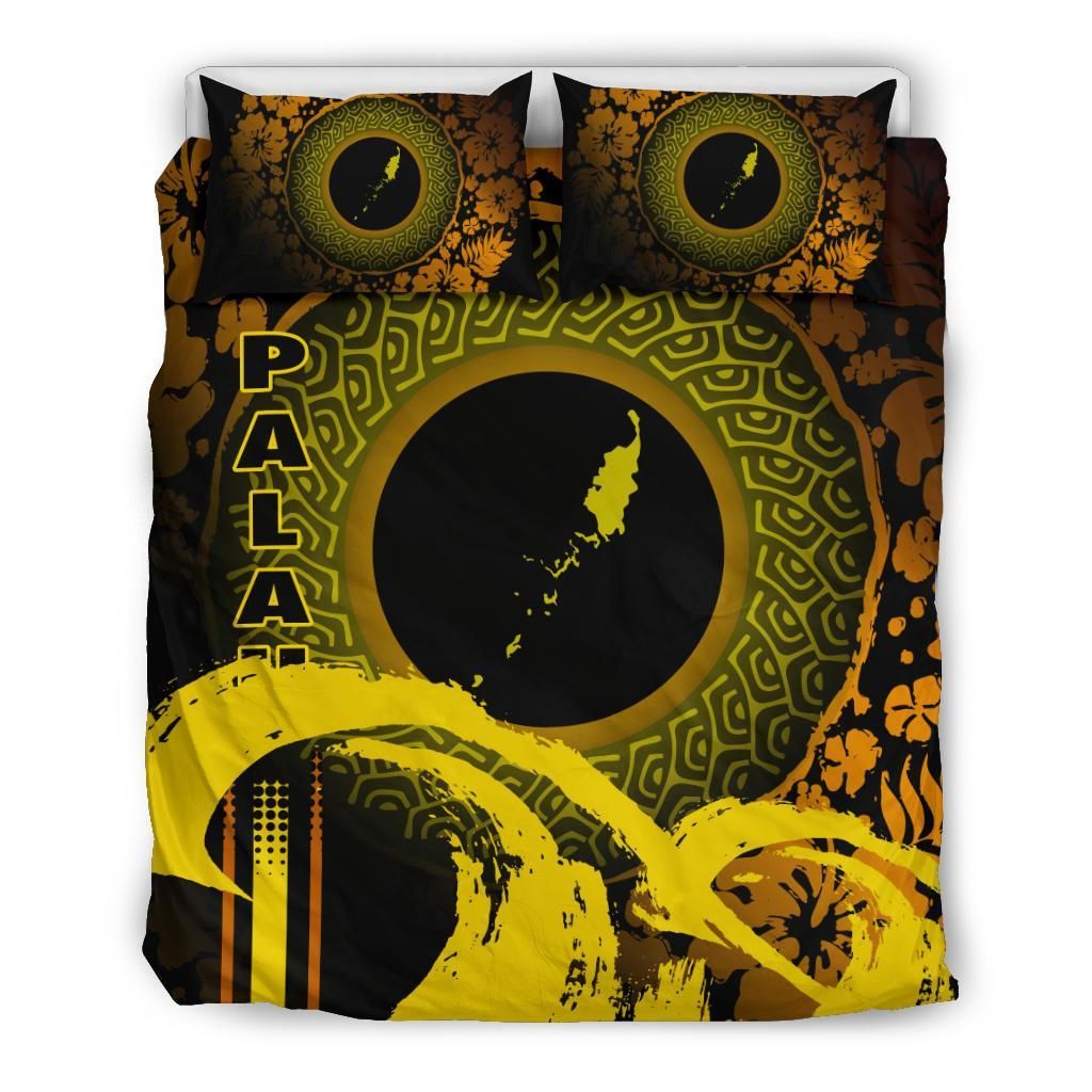 Palau Duvet Cover Set - Hibiscus And Wave Yellow