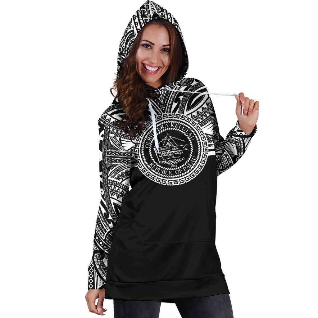 Palau Female Hoodie Dress - Palau Coat Of Arms Polynesian Black Color