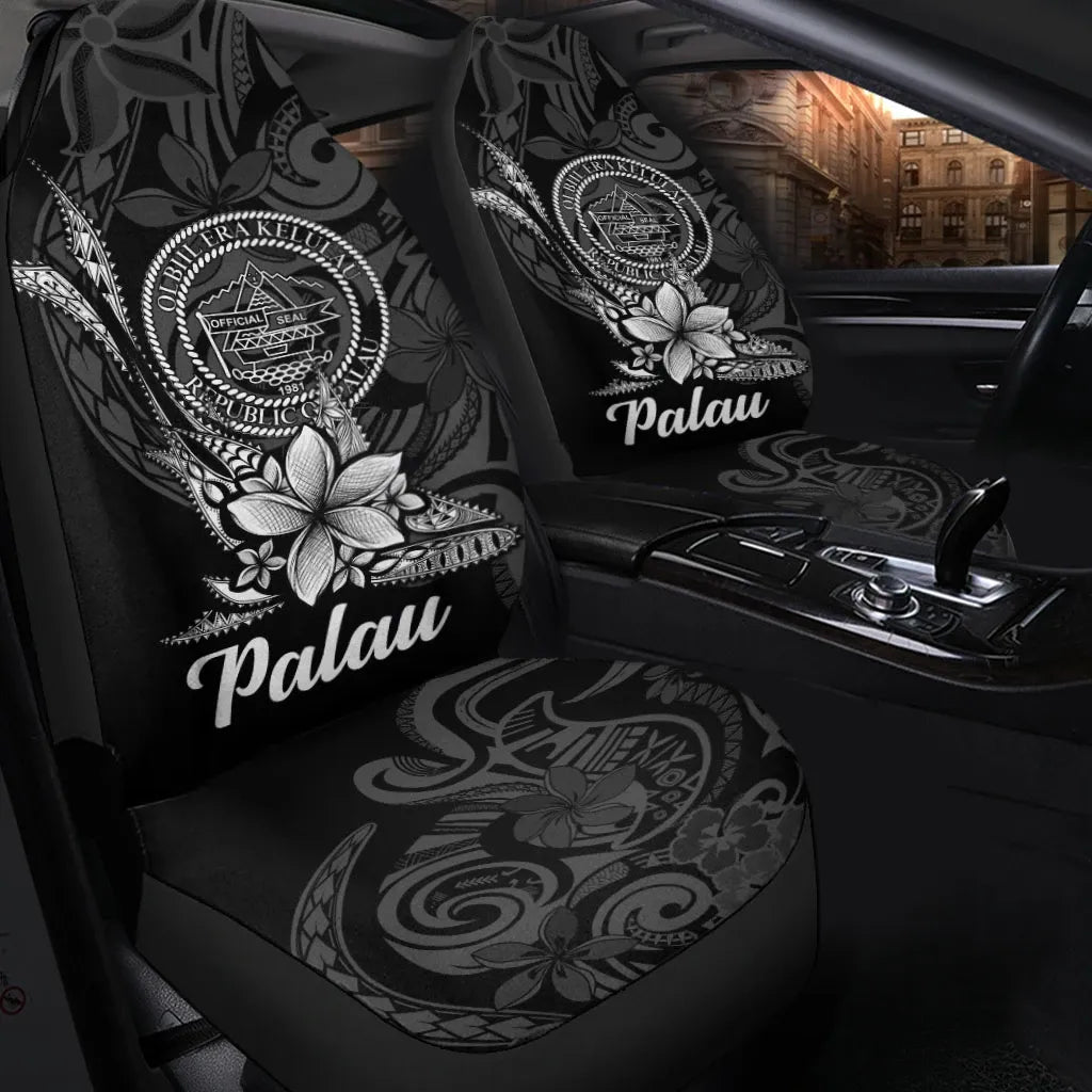 Palau Car Seat Cover - Fish With Plumeria Flowers Style