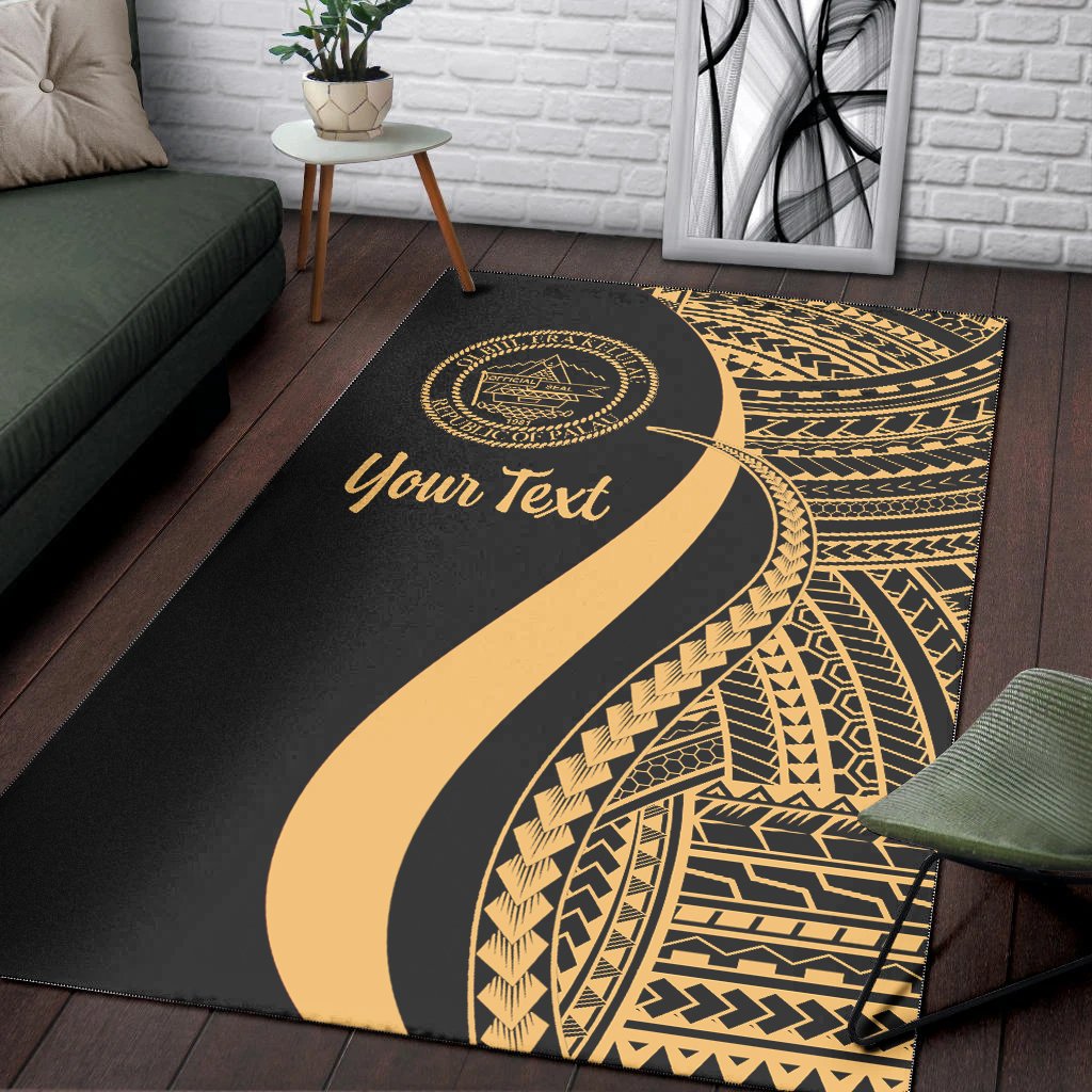 Palau Custom Personalised Area Rug - Gold Polynesian Tentacle Tribal Pattern