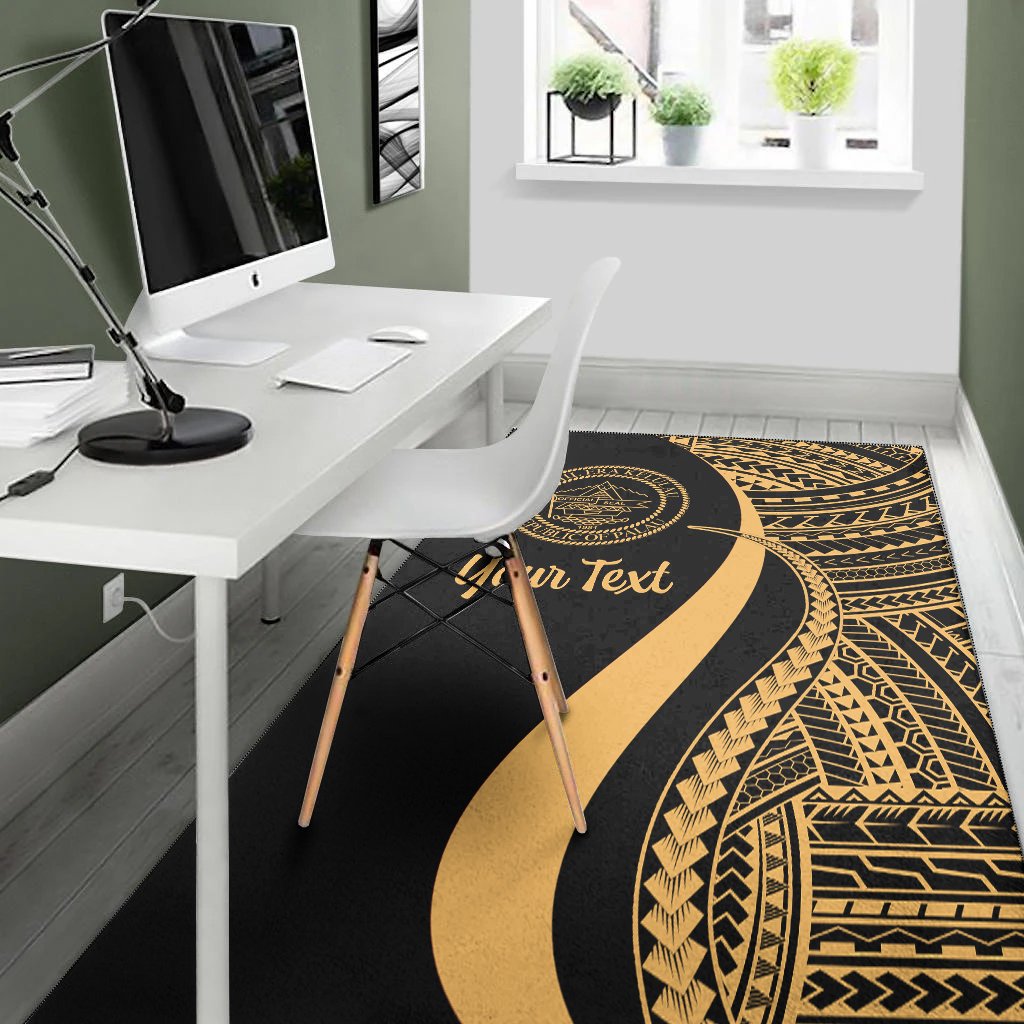 Palau Custom Personalised Area Rug - Gold Polynesian Tentacle Tribal Pattern