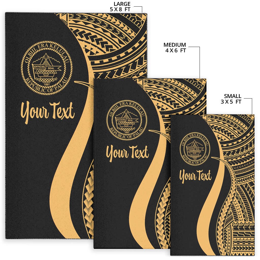 Palau Custom Personalised Area Rug - Gold Polynesian Tentacle Tribal Pattern