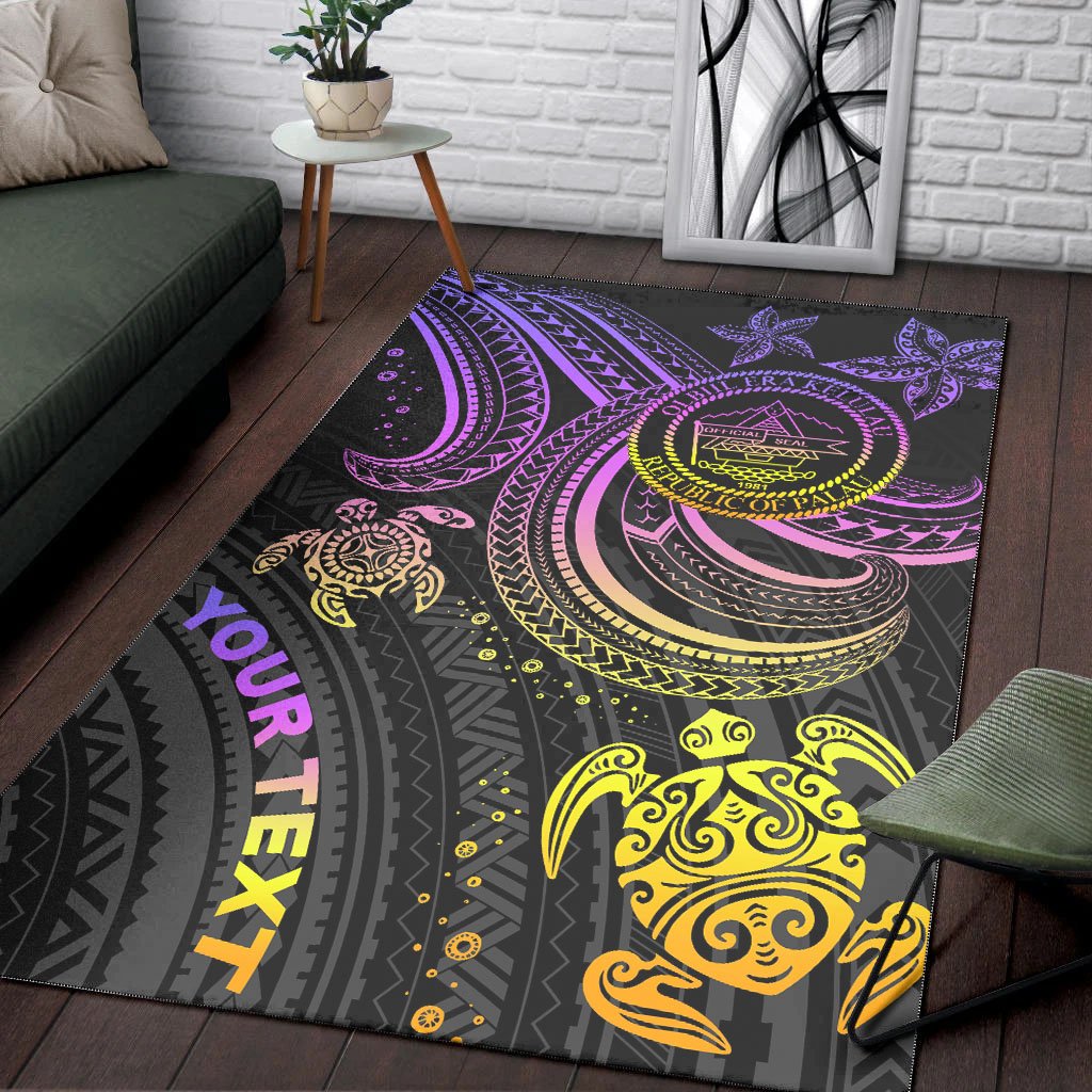 Palau Custom Personalised Area Rug - Pink Turtle