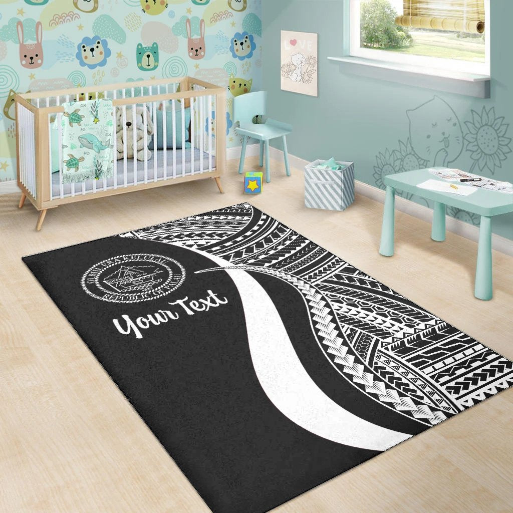 Palau Custom Personalised Area Rug - White Polynesian Tentacle Tribal Pattern
