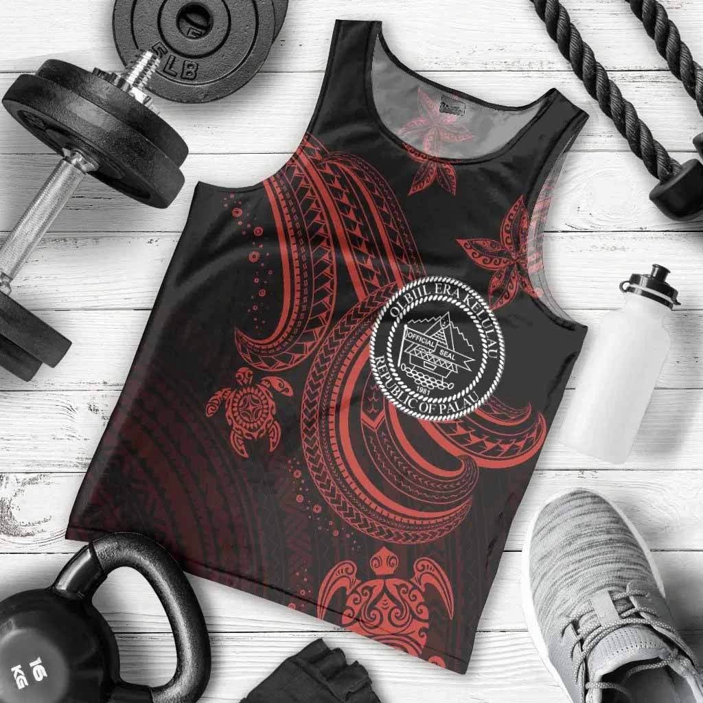 Palau Custom Personalised Men Tank Top - Red Turtle