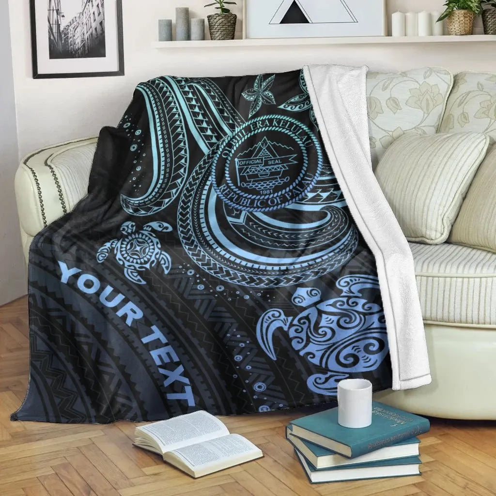Palau Custom Personalised Premium Blanket- Blue Turtle