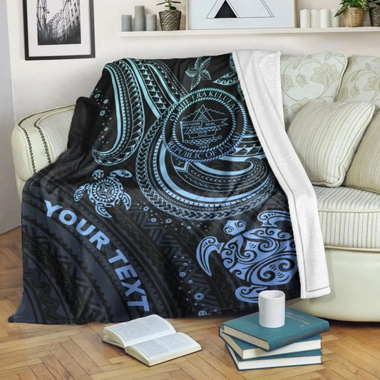 Palau Custom Personalised Premium Blanket- Blue Turtle