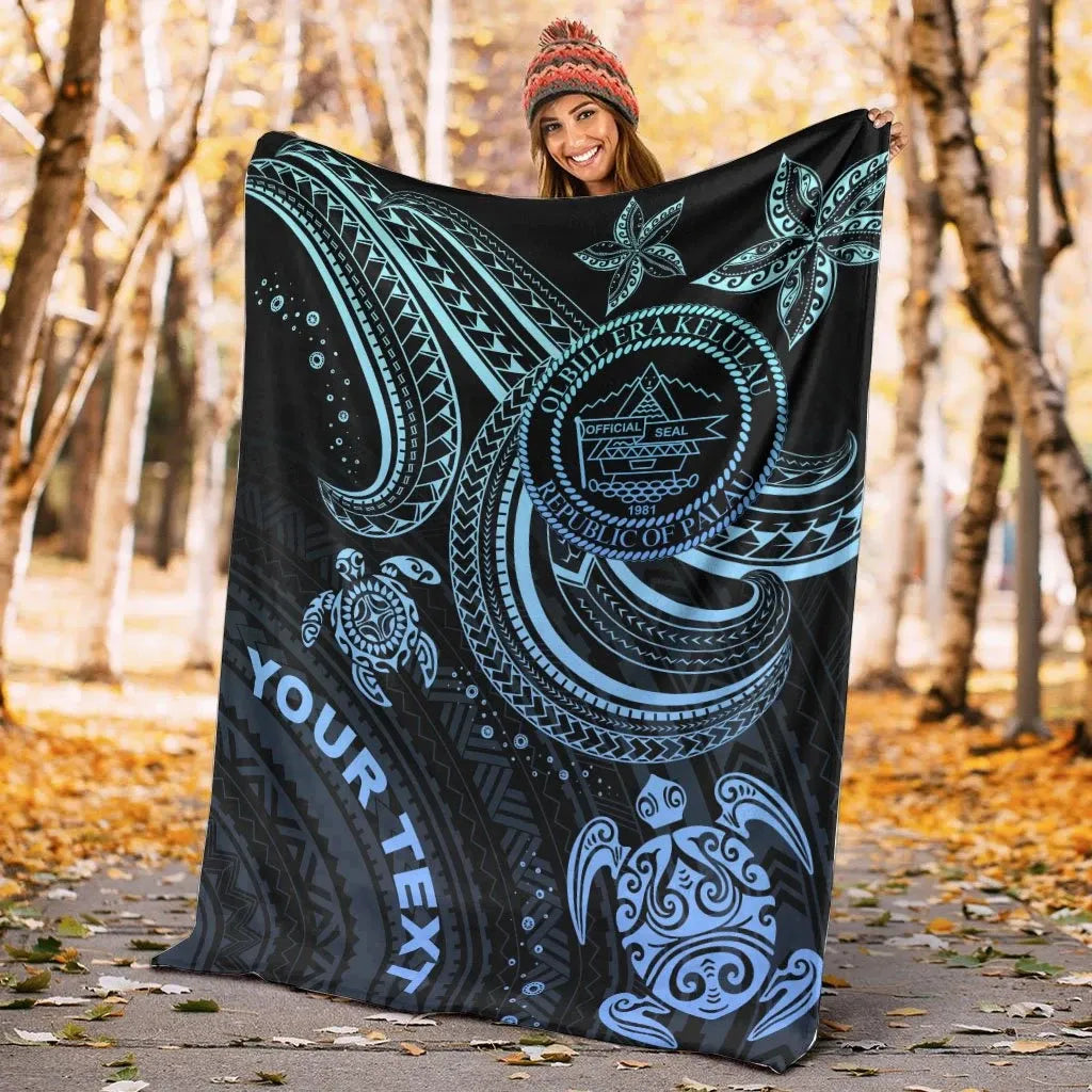 Palau Custom Personalised Premium Blanket- Blue Turtle