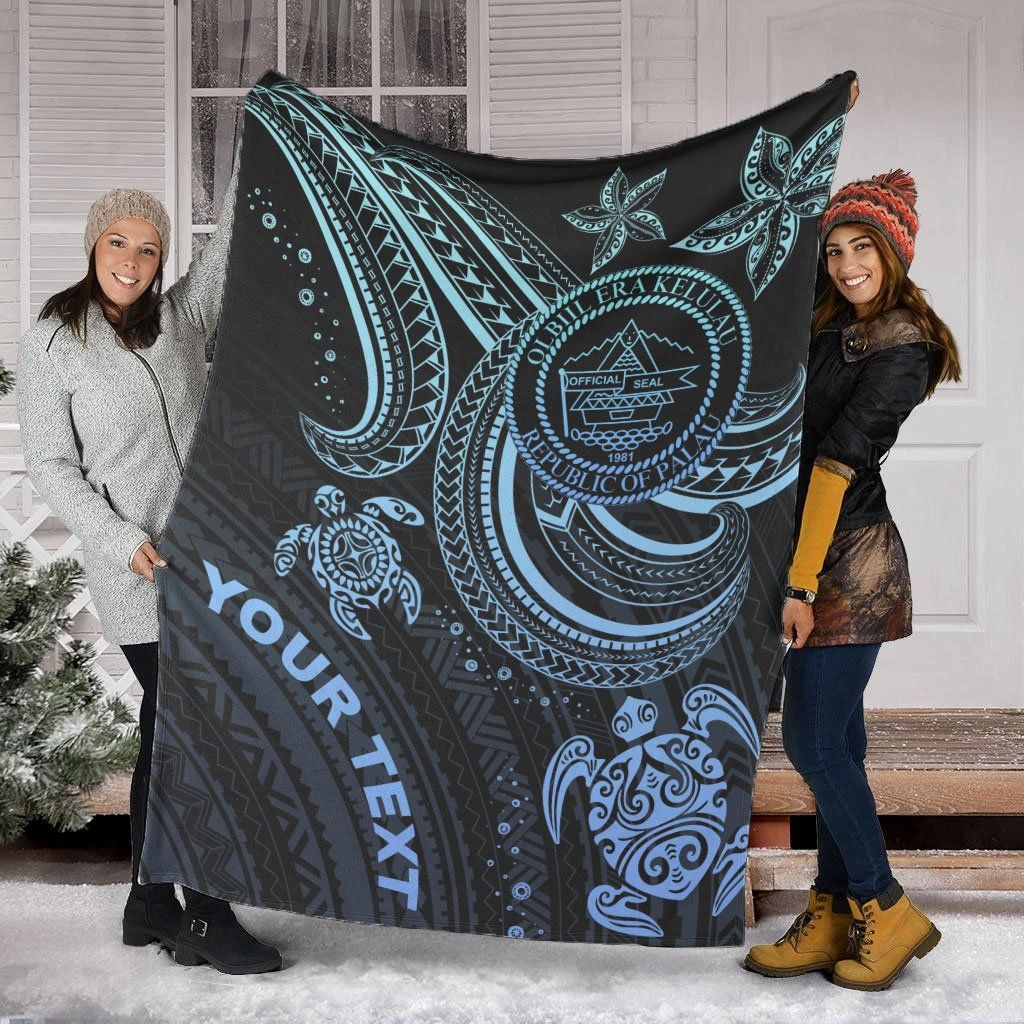 Palau Custom Personalised Premium Blanket- Blue Turtle