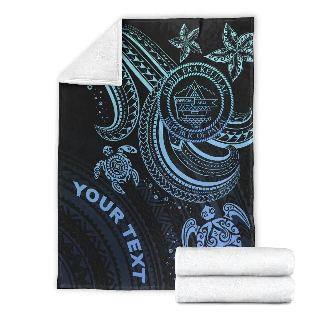 Palau Custom Personalised Premium Blanket- Blue Turtle