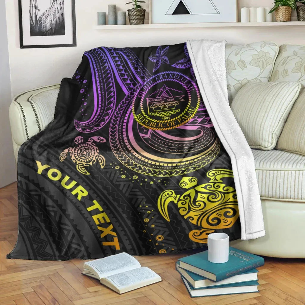 Palau Custom Personalised Premium Blanket- Pink Turtle
