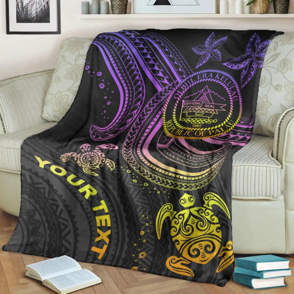 Palau Custom Personalised Premium Blanket- Pink Turtle