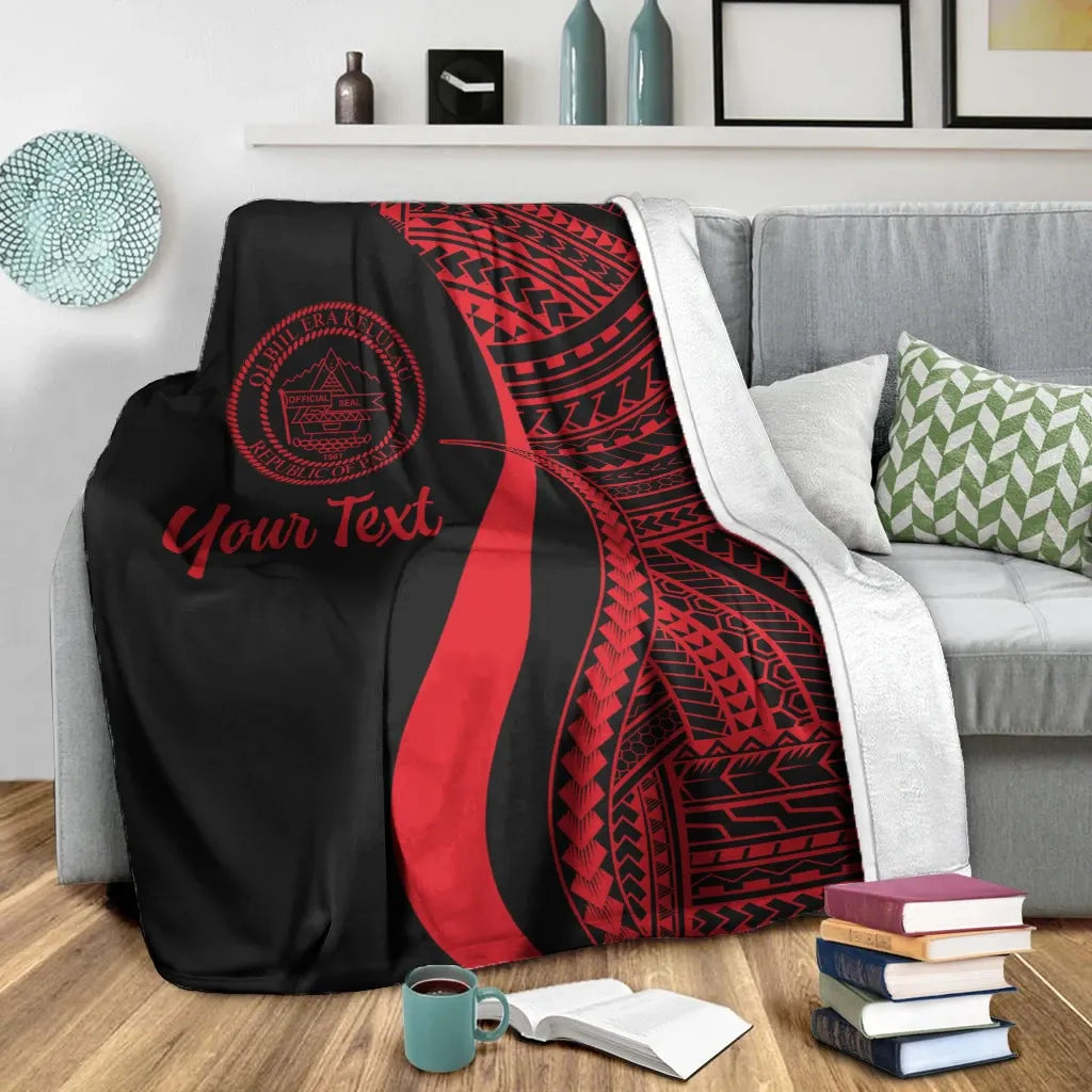 Palau Custom Personalised Premium Blanket - Red Polynesian Tentacle Tribal Pattern Crest
