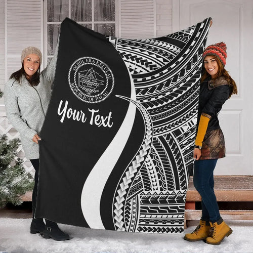 Palau Custom Personalised Premium Blanket - White Polynesian Tentacle Tribal Pattern Crest